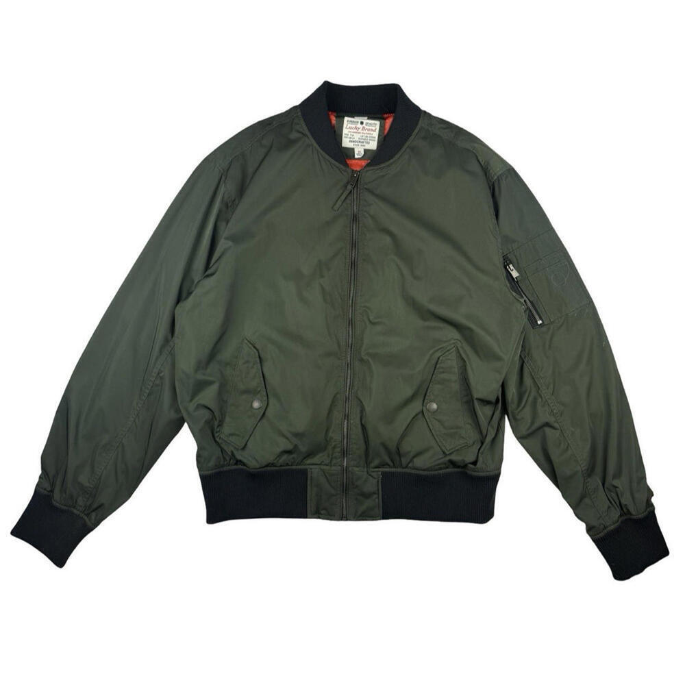 Lucky Brand MA-1 Bomber Jacket Olive Green Size XL